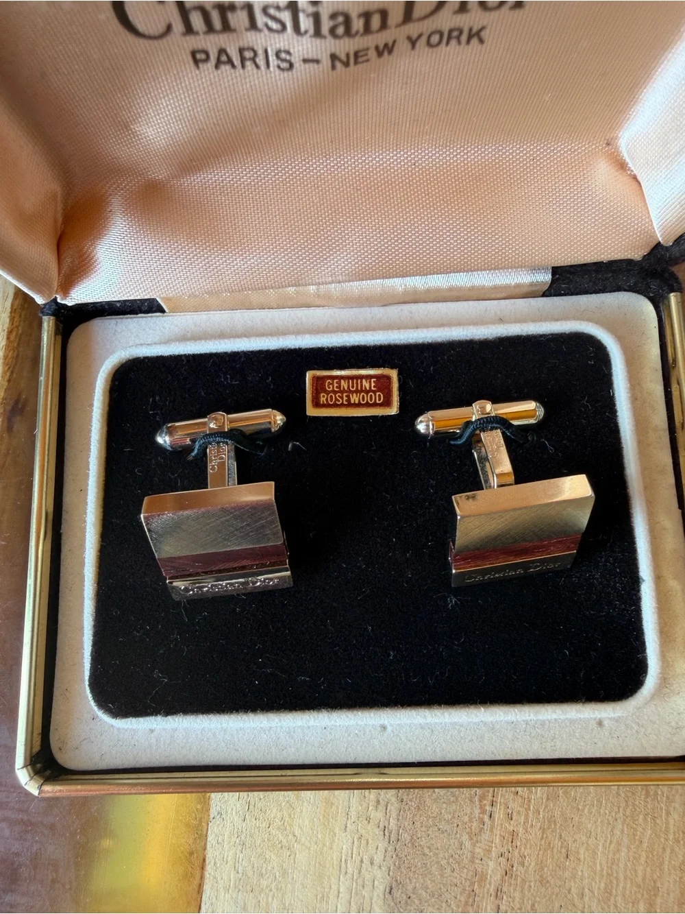 Vintage Christian Dior Men’s Cuff Links in box.